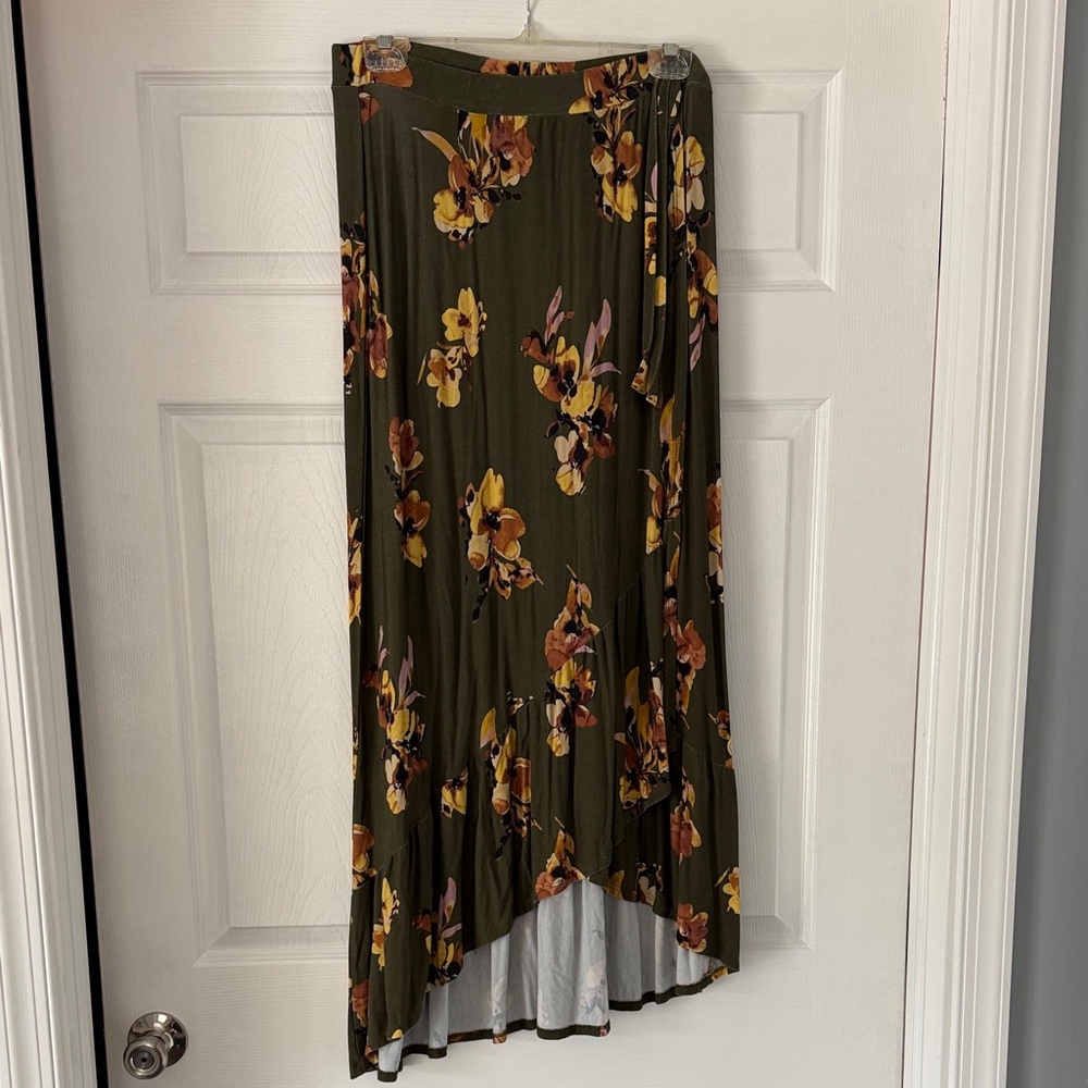 Floral Olive Green Skirt